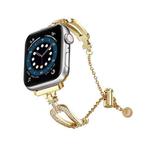 For Apple Watch 46mm / 49mm / 45mm / 44mm U-Shaped Diamond Bracelet Zinc Alloy Watch Band(Gold)