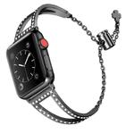 For Apple Watch 42mm / 41mm / 40mm / 38mm V-Shaped Diamond Zinc Alloy Watch Band(Black)