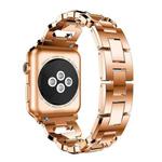 For Apple Watch 46mm / 49mm / 45mm / 44mm Square Diamond Zinc Alloy Watch Band(Rose Gold)