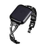 For Apple Watch 42mm / 41mm / 40mm / 38mm Crossed Diamond Zinc Alloy Watch Band(Black)