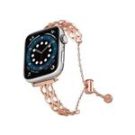 For Apple Watch 42mm / 41mm / 40mm / 38mm Double Ring Chain Zinc Alloy Watch Band(Rose Gold)