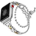 For Apple Watch 46mm / 49mm / 45mm / 44mm Double Circle Beaded Chain Zinc Alloy Watch Band(Between Gold)