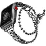 For Apple Watch 42mm / 41mm / 40mm / 38mm Double Circle Beaded Chain Zinc Alloy Watch Band(Black)