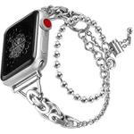For Apple Watch 42mm / 41mm / 40mm / 38mm Double Circle Beaded Chain Zinc Alloy Watch Band(Silver)