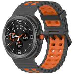 For Samsung Galaxy Watch8 / Watch8 Classic Marine Dual Buckle Two Color Silicone Watch Band(Space Gray Orange)