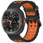 For Samsung Galaxy Watch8 / Watch8 Classic Marine Dual Buckle Two Color Silicone Watch Band(Black Orange)