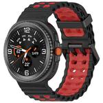 For Samsung Galaxy Watch8 / Watch8 Classic Marine Dual Buckle Two Color Silicone Watch Band(Black Red)