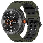 For Samsung Galaxy Watch8 / Watch8 Classic Marine Dual Buckle Two Color Silicone Watch Band(Army Green Black)
