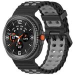 For Samsung Galaxy Watch8 / Watch8 Classic Marine Dual Buckle Two Color Silicone Watch Band(Black Gray)