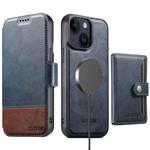 For iPhone 13 Suteni Q06S1 3-in-1 Splicing Detachable Wallet MagSafe Leather Phone Case(Blue)