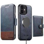 For iPhone 12 Suteni Q06S1 3-in-1 Splicing Detachable Wallet MagSafe Leather Phone Case(Blue)