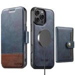 For iPhone 12 Pro Max Suteni Q06S1 3-in-1 Splicing Detachable Wallet MagSafe Leather Phone Case(Blue)