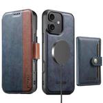 For iPhone 16 Suteni Q07S1 3-in-1 Detachable Wallet MagSafe Splicing Leather Phone Case(Blue)