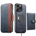 For iPhone 12 Pro Max Suteni Q07S1 3-in-1 Detachable Wallet MagSafe Splicing Leather Phone Case(Blue)
