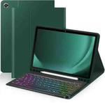 For iPad Air 2022 / 2020 10.9 Backlit Colorful Bluetooth Keyboard Protective Leather Case(Dark Night Green)