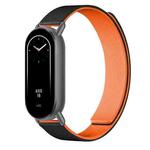 For Xiaomi Smart Band 10 / 9 / 8 Lychee Texture Soft Magnetic Silicone Watch Strap(Black Orange)