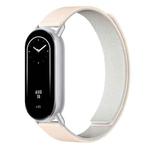 For Xiaomi Smart Band 10 / 9 / 8 Lychee Texture Soft Magnetic Silicone Watch Strap(Milk Tea White)