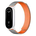For Xiaomi Smart Band 10 / 9 / 8 Lychee Texture Soft Magnetic Silicone Watch Strap(Gray Orange)