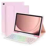 For Samsung Galaxy Tab A9+ Magnetic Gradient Keyboard Silicone Full Cover Leather Case(Cherry Blossom Pink)