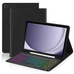 For Samsung Galaxy Tab A9+ Magnetic Gradient Keyboard Silicone Full Cover Leather Case(Premium Black)