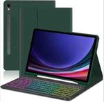 For Samsung Galaxy Tab A9+ Magnetic Detachable 3-Color Gradient Backlit Keyboard Tablet Case(Dark Night Green)
