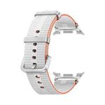 For Samsung Galaxy Watch8 / Watch8 Classic Steel Buckle Striped Elastic Nylon Watch Band(White)