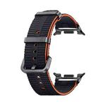 For Samsung Galaxy Watch8 / Watch8 Classic Steel Buckle Striped Elastic Nylon Watch Band(Dark Gray)