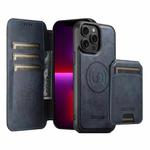 For iPhone 13 Pro Suteni Q05S2 3-in-1 Detachable Vertical Flip Wallet MagSafe Leather Phone Case(Blue)