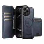 For iPhone 12 Pro Max Suteni Q05S2 3-in-1 Detachable Vertical Flip Wallet MagSafe Leather Phone Case(Blue)