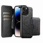 For iPhone 14 Pro Max Suteni Q05S3 3-in-1 Detachable Vertical Flip Wallet MagSafe Leather Phone Case(Black)