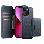 For iPhone 13 Suteni Q05S3 3-in-1 Detachable Vertical Flip Wallet MagSafe Leather Phone Case(Blue)