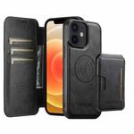For iPhone 12 Suteni Q05S3 3-in-1 Detachable Vertical Flip Wallet MagSafe Leather Phone Case(Black)