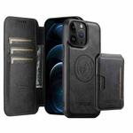 For iPhone 12 Pro Max Suteni Q05S3 3-in-1 Detachable Vertical Flip Wallet MagSafe Leather Phone Case(Black)