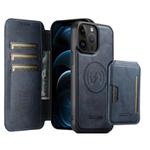 For iPhone 12 Pro Max Suteni Q05S3 3-in-1 Detachable Vertical Flip Wallet MagSafe Leather Phone Case(Blue)