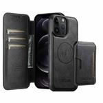 For iPhone 12 Pro Suteni Q05S3 3-in-1 Detachable Vertical Flip Wallet MagSafe Leather Phone Case(Black)