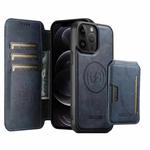 For iPhone 12 Pro Suteni Q05S3 3-in-1 Detachable Vertical Flip Wallet MagSafe Leather Phone Case(Blue)
