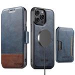 For iPhone 13 Pro Suteni Q06S3 3-in-1 Splicing Detachable Vertical Flip Wallet MagSafe Leather Phone Case(Blue)