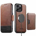 For iPhone 12 Pro Max Suteni Q06S3 3-in-1 Splicing Detachable Vertical Flip Wallet MagSafe Leather Phone Case(Brown)