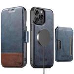For iPhone 12 Pro Max Suteni Q06S3 3-in-1 Splicing Detachable Vertical Flip Wallet MagSafe Leather Phone Case(Blue)
