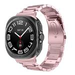 For Samsung Galaxy Watch Ultra 47mm / Ultra 2025 Three Beads Stainless Steel Watch Band(Rose Pink)
