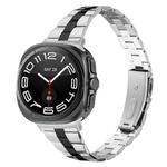 For Samsung Galaxy Watch Ultra 47mm / Ultra 2025 Three Beads Slim Stainless Steel Watch Band(Silver Black)
