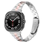 For Samsung Galaxy Watch Ultra 47mm / Ultra 2025 Three Beads Slim Stainless Steel Watch Band(Silver Pink Gold)