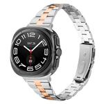 For Samsung Galaxy Watch Ultra 47mm / Ultra 2025 Three Beads Slim Stainless Steel Watch Band(Silver Rose Gold)
