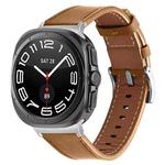 For Samsung Galaxy Watch Ultra 47mm / Ultra 2025 Silver Buckle Nappa Genuine Leather Watch Band(Camel)