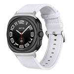 For Samsung Galaxy Watch Ultra 47mm / Ultra 2025 Dual Sides Lychee Genuine Leather Watch Band(White)