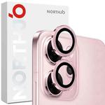 For OPPO Reno14 Pro Global NORTHJO Camera Lens Protector CD Metal Ring Tempered Glass Film(Pink)