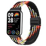 For Xiaomi Smart Band 9 Pro / Redmi Watch 5 Slim Magnetic Buckle Braided Loop Watch Band(Black Rainbow)