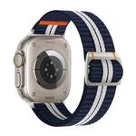 For Apple Watch 46mm / 49mm / 45mm / 44mm Watchman Mechanical Buckle Nylon Watch Band(Blue White Stripe)