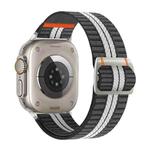 For Apple Watch 46mm / 49mm / 45mm / 44mm Watchman Mechanical Buckle Nylon Watch Band(Gray White Stripe)