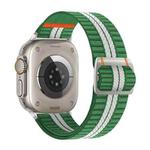 For Apple Watch 42mm / 41mm / 40mm / 38mm Watchman Mechanical Buckle Nylon Watch Band(Green White Stripe)